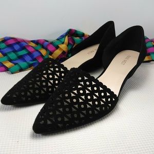 Nine West Black Wedge d'orsay Laser Cut Shoes 12M